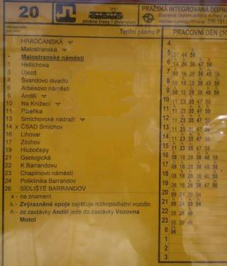 Расписание Трамвая в Праге
