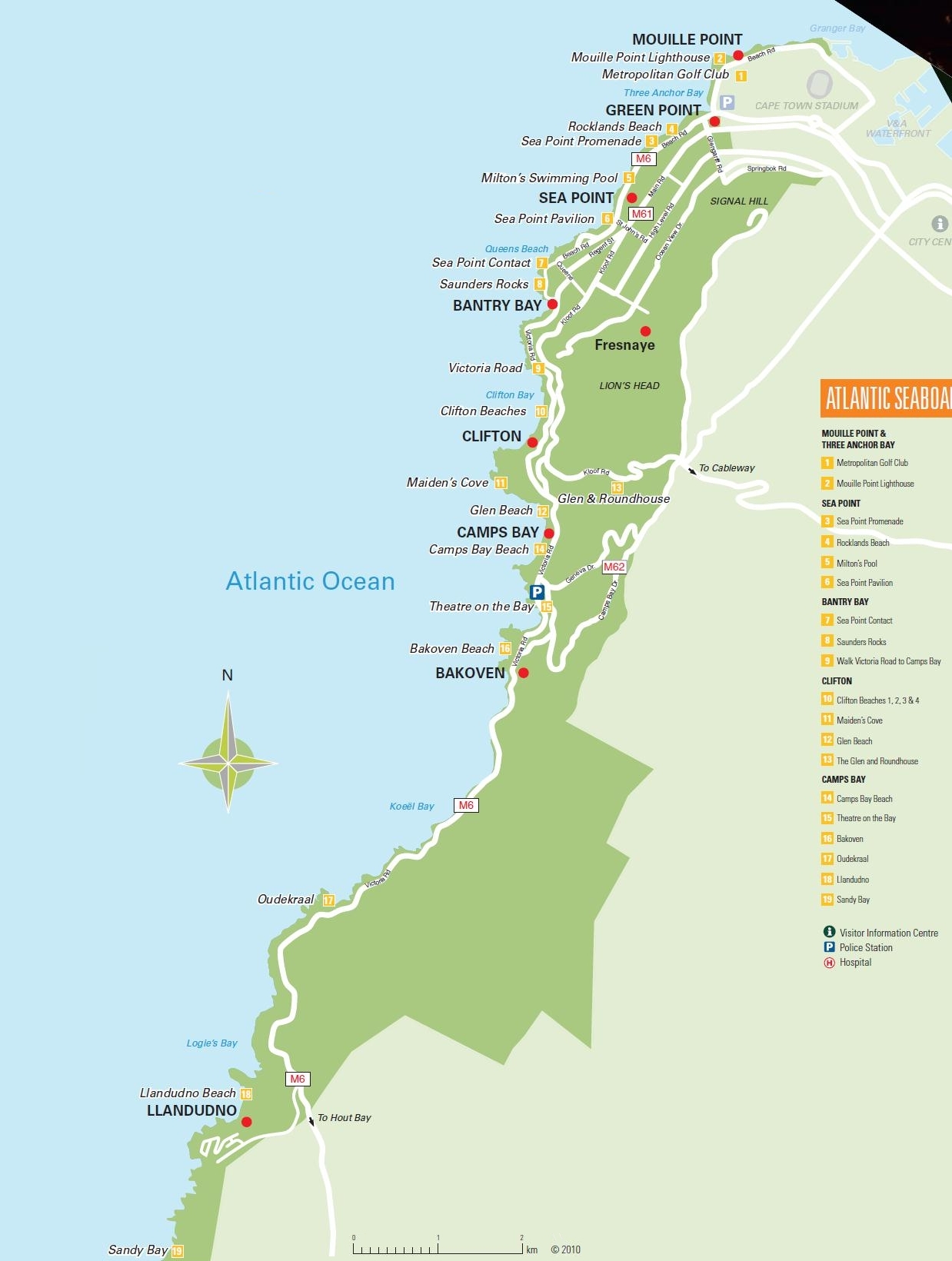 Карта пляжей Кейптауна