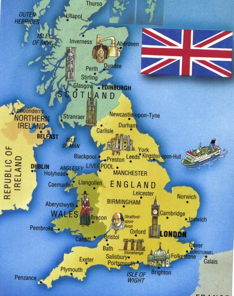 Карта достопримечательностей Великобритании