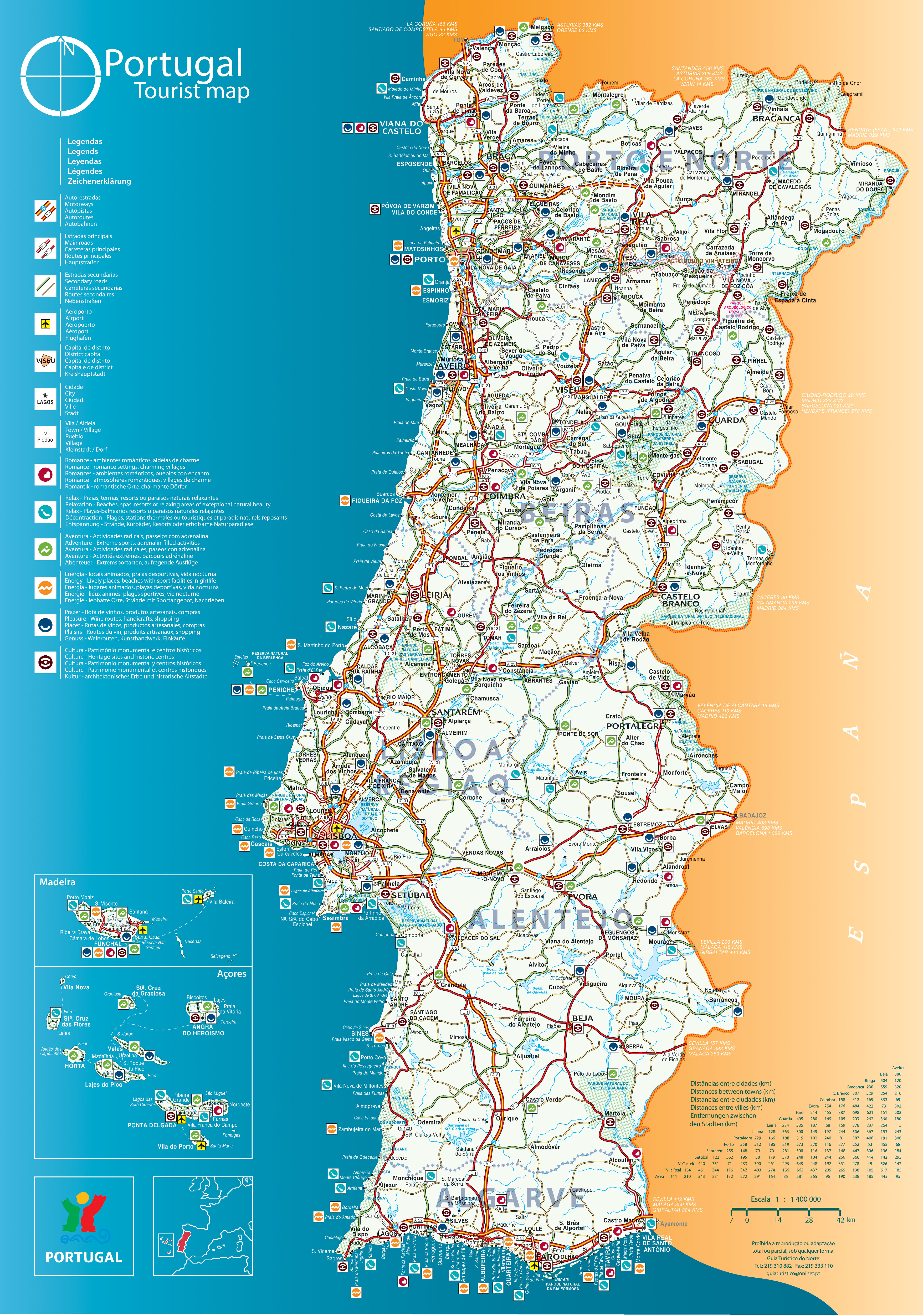 Карта достопримечательностей португалии