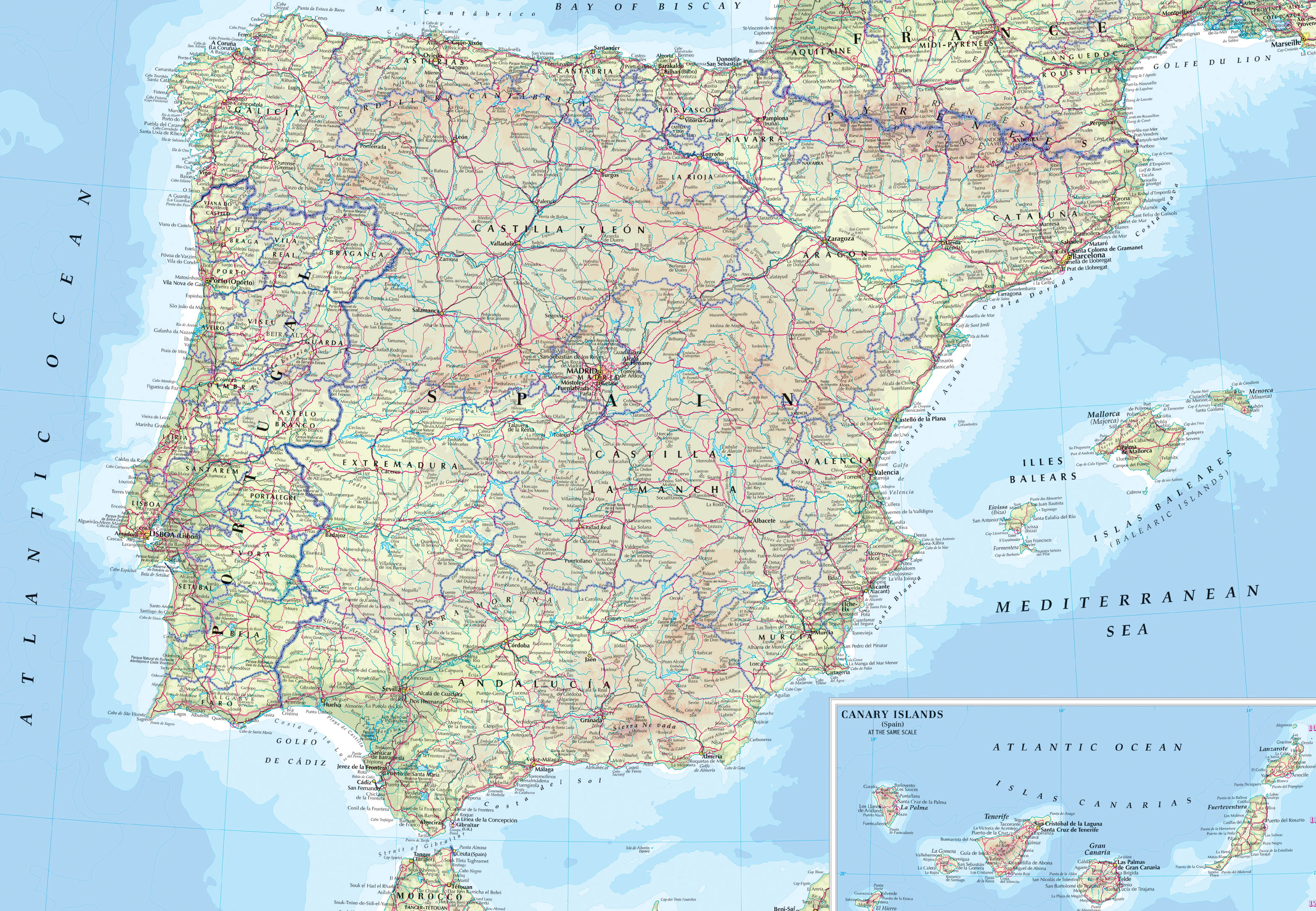 Достопримечательности Испании на карте