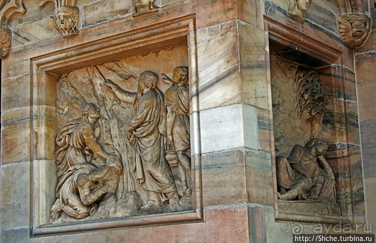Скульптуры и барельефы реального Миланского собора