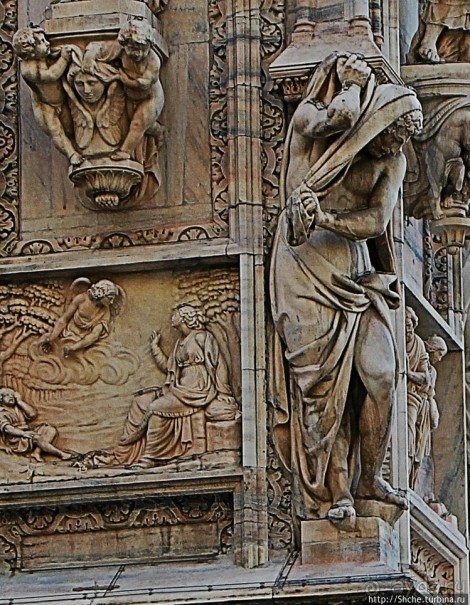 Скульптуры и барельефы реального Миланского собора