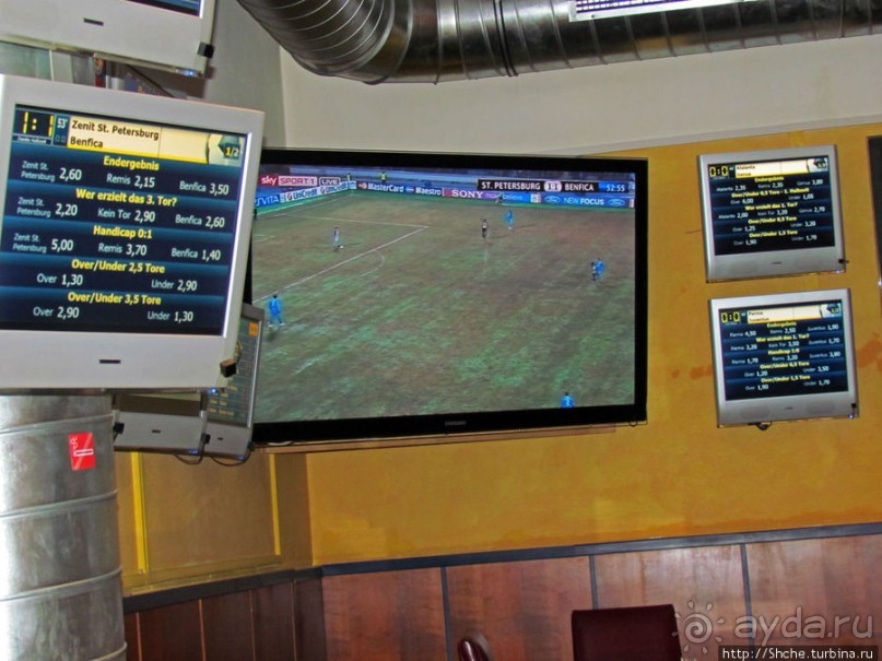 Отличный спорт-бар с on-line тотализатором в центре Инсбрука