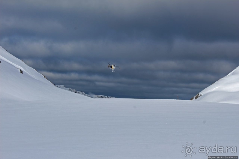 Ледник Франца-Иосифа, облет и высадка на вертолете
