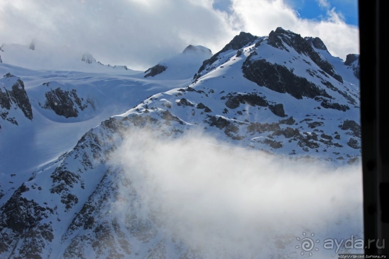 Ледник Франца-Иосифа, облет и высадка на вертолете