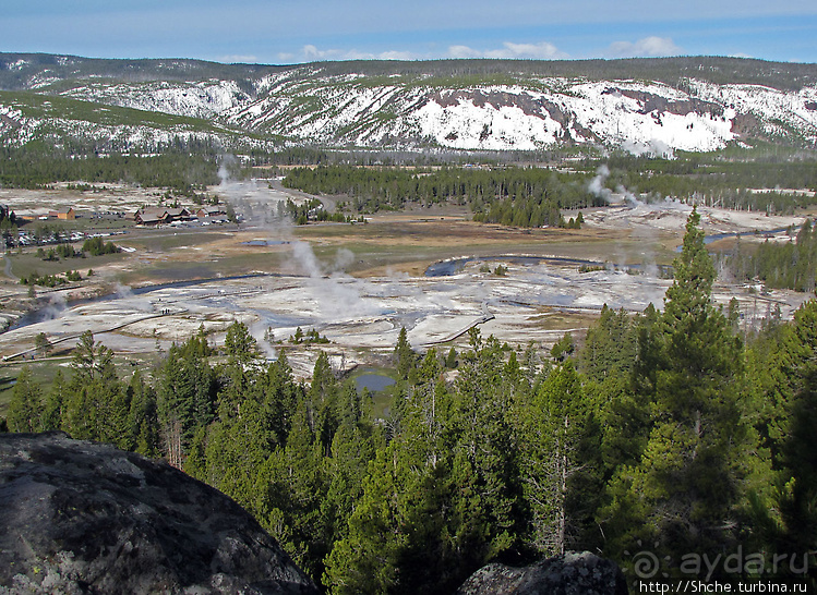 Гейзер "Старый служака" (Old faithful) и чудеса вокруг