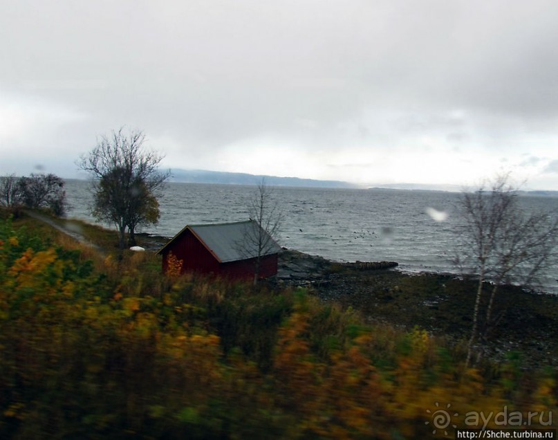 Обычный городок на берегу фьерда Trondheimfjerden