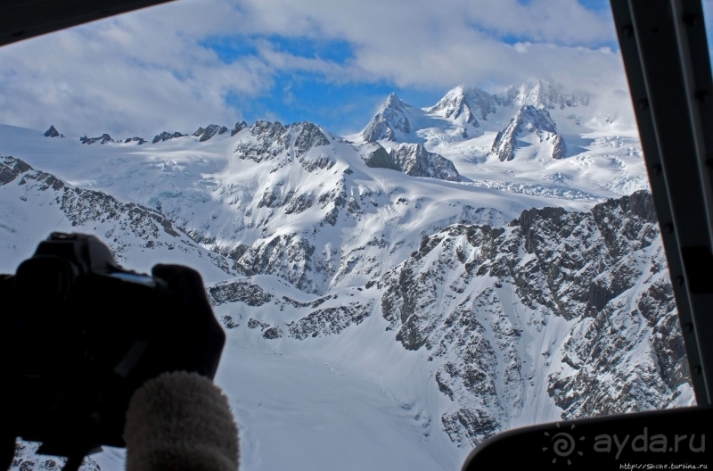 Ледник Фокса, смотрим с борта вертолета