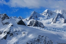 Ледник Фокса, смотрим с борта вертолета