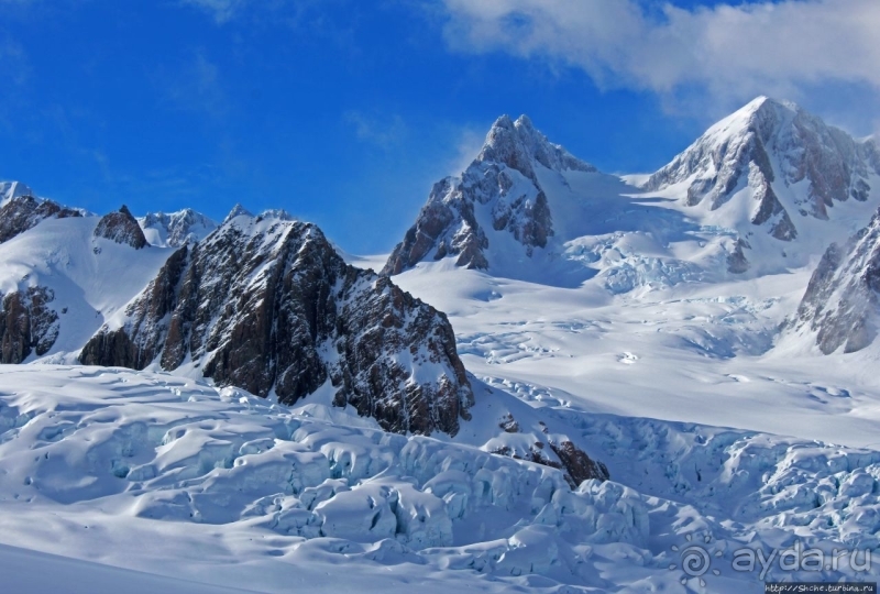 Ледник Фокса, смотрим с борта вертолета