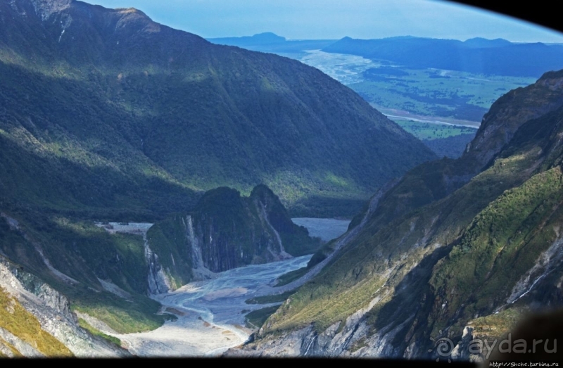 Ледник Фокса, смотрим с борта вертолета