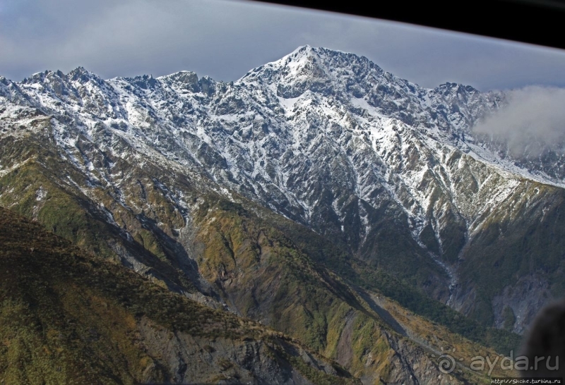 Ледник Фокса, смотрим с борта вертолета