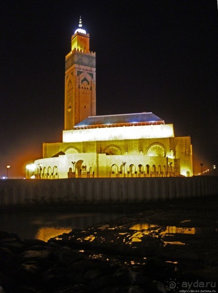 Великая мечеть Хасана II ночью и днем