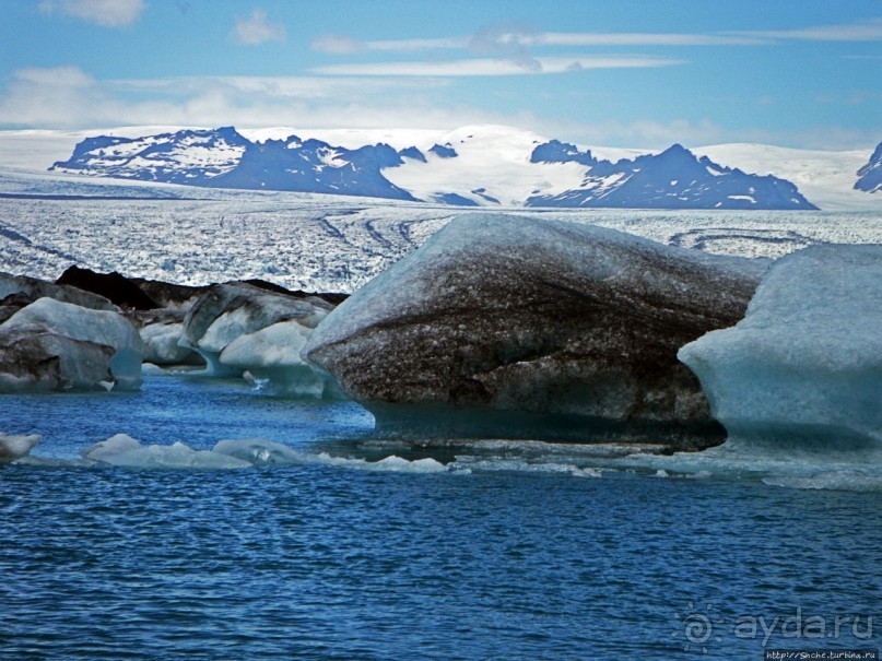 По лагуне причудливо-тающих льдов на плавающем авто-корабле