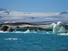 По лагуне причудливо-тающих льдов на плавающем авто-корабле