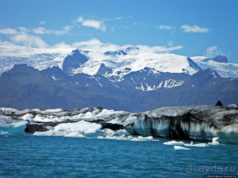 По лагуне причудливо-тающих льдов на плавающем авто-корабле