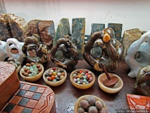 Ископаемые моллюски, камни и живые черепахи в музее камней