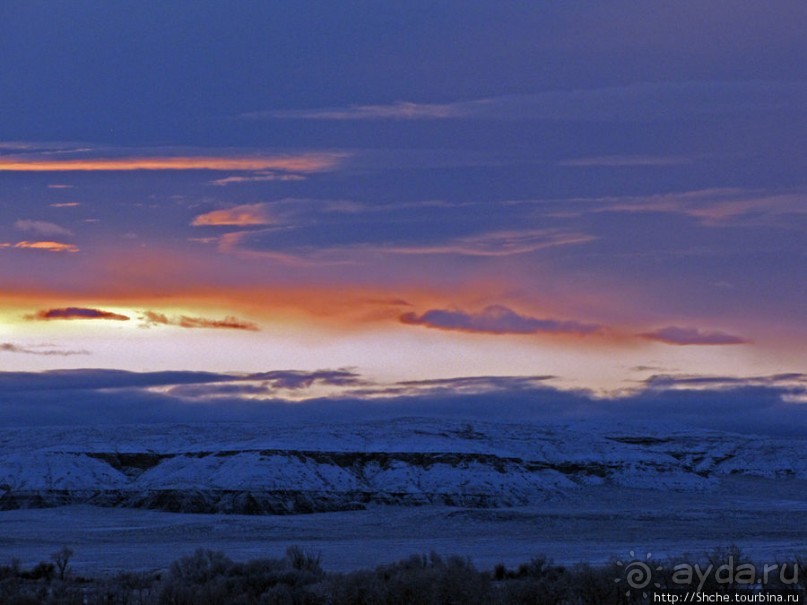 Прикольный рассвет в плоскогорье штата Вайоминг