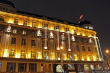 Декабрьская иллюминация Вены, вечер, немного снега и мороз