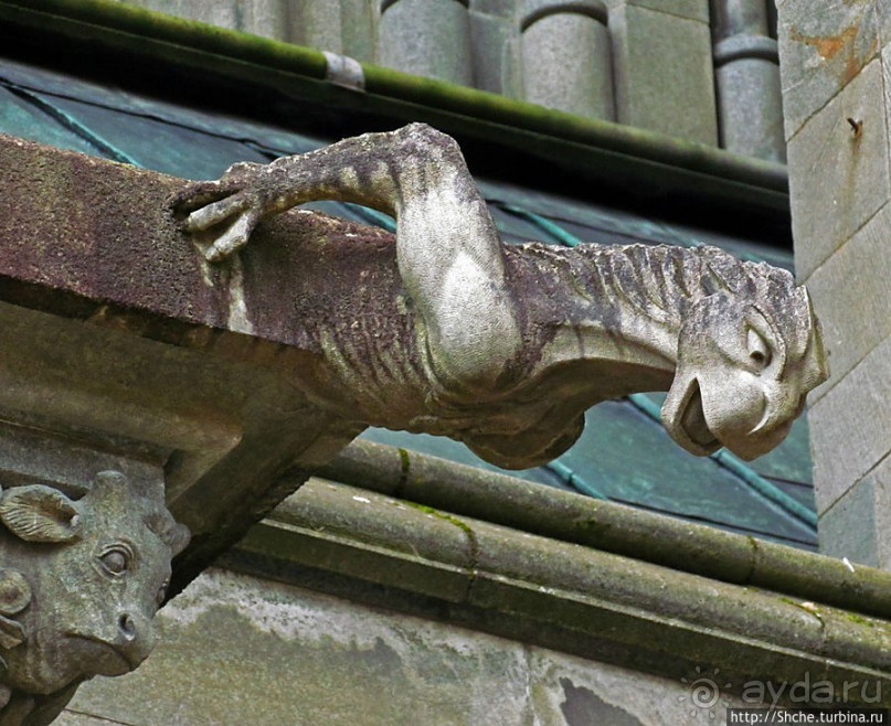 Диковинные водостоки на Кафедральном соборе в Тронхейме
