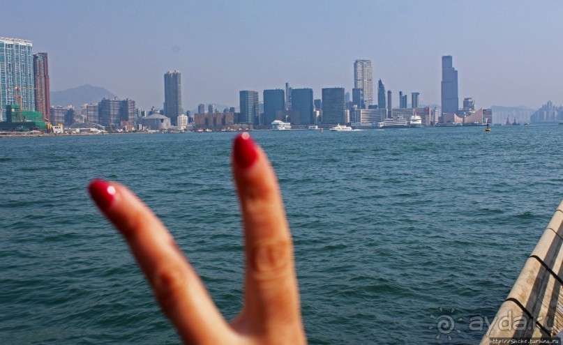 Приятный парк на набережной гавани Гонконга