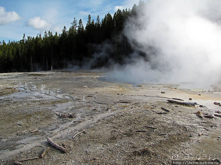 Смотровая площадка и гейзер-одиночка (район "Old faithful")