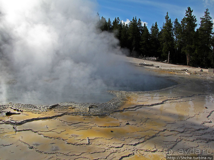 Смотровая площадка и гейзер-одиночка (район "Old faithful")