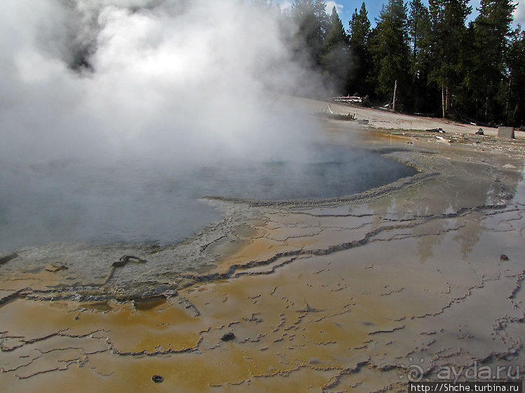 Смотровая площадка и гейзер-одиночка (район "Old faithful")