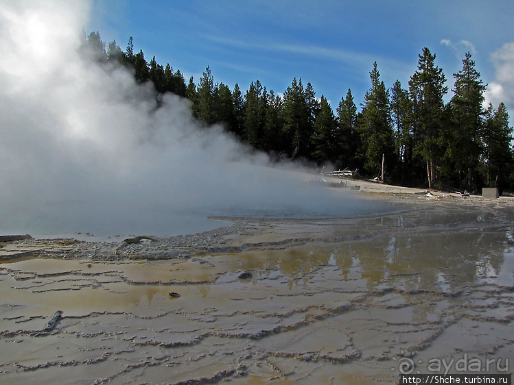 Смотровая площадка и гейзер-одиночка (район "Old faithful")