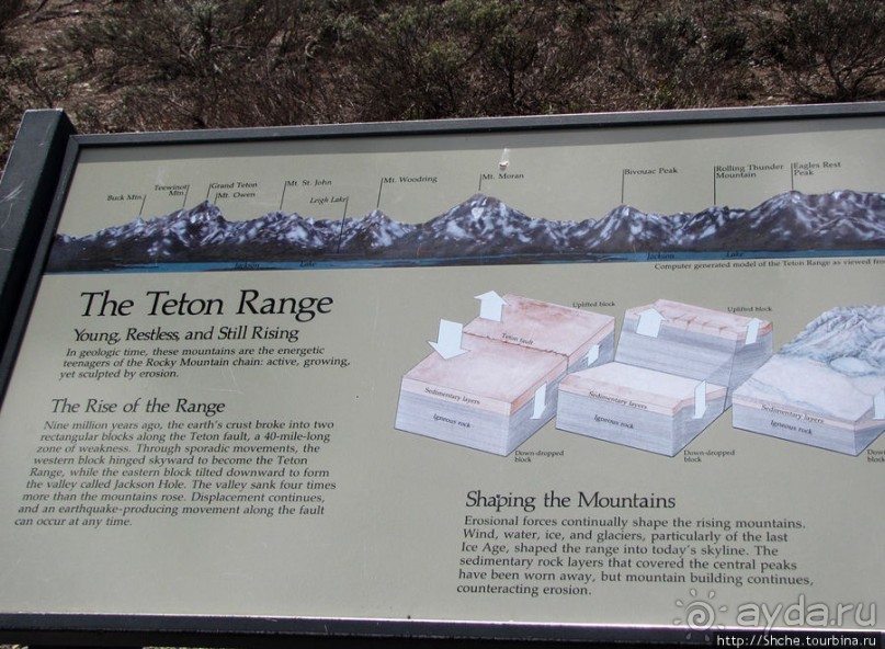 Озеро Jackson и горная гряда Teton, 120 км по пути в Джексон