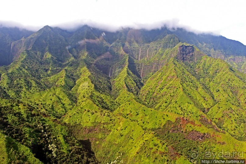 Над Кауаи на вертолете. Этап 1. Горы и водопады