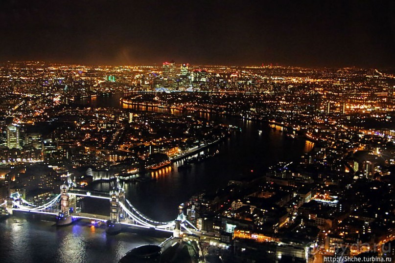 Ночной Лондон со смотровой небоскреба "The Shard" (Осколок)