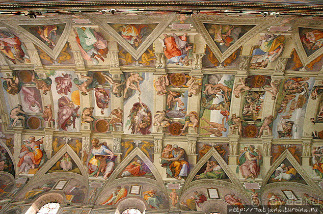 Потолок Сикстинской капеллы и путь к ней (Ватикан)