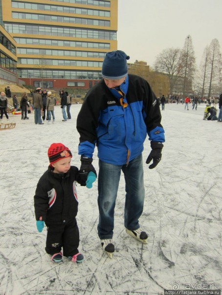 Наконец - то замерз "Уточкин" пруд... и все идут на каток