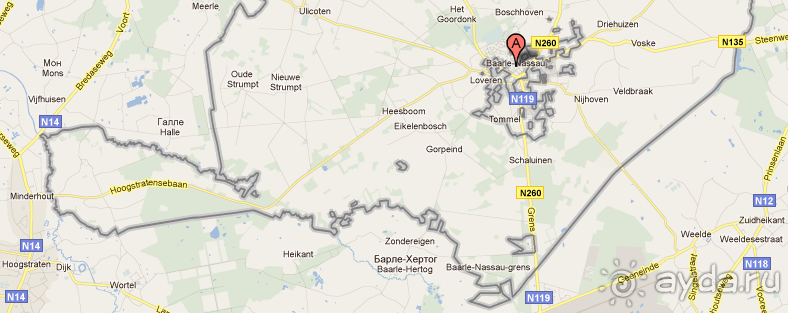 Граница-паззл между Бельгией и Голландией: Baarle-Nassau & Baarle-Hertog