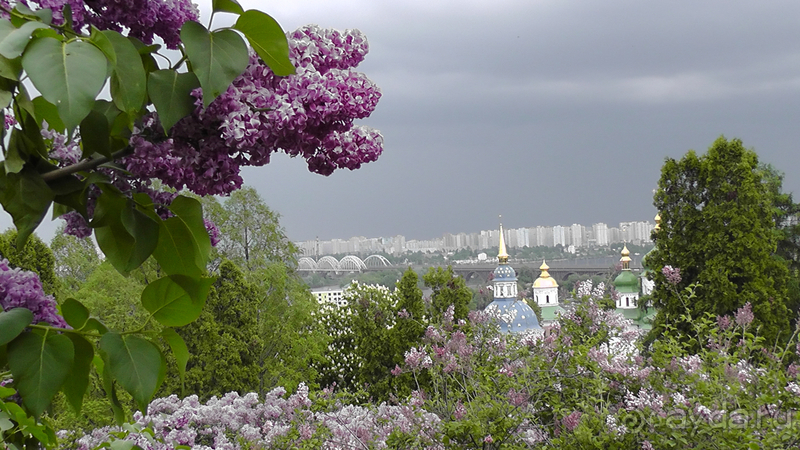Киев, Ботанический сад. Весна-лето, осень-зима, а в середине Вечность! Вечность - Выдубицкого монастыря.