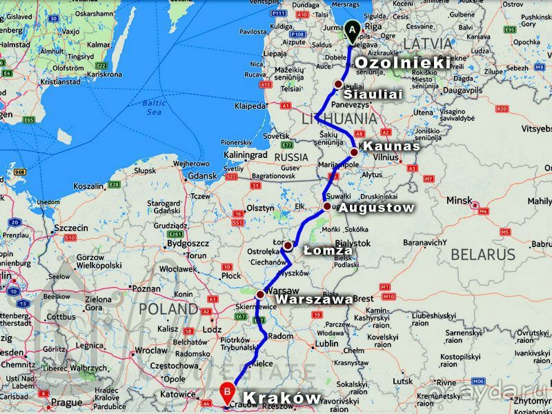 На машине из Латвии в Грецию - 08.10.2014 - день первый: Озолниеки, Латвия – Краков, Польша
