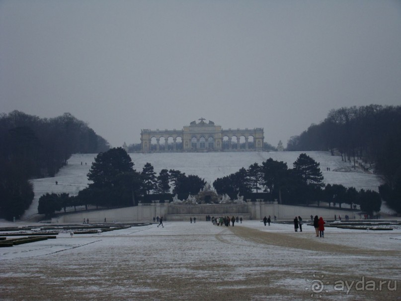 Внутри парка Шенбрунн зимой