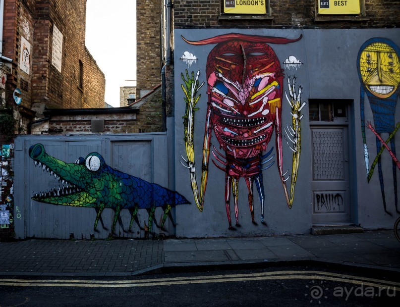 STREET ART В ЛОНДОНЕ В НОЯБРЕ 2016 В РАЙОНЕ ALDGATE EAST