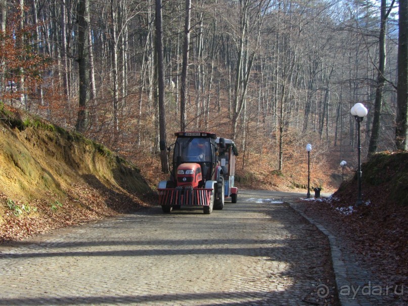 Везет туристов к крепости Рышнов