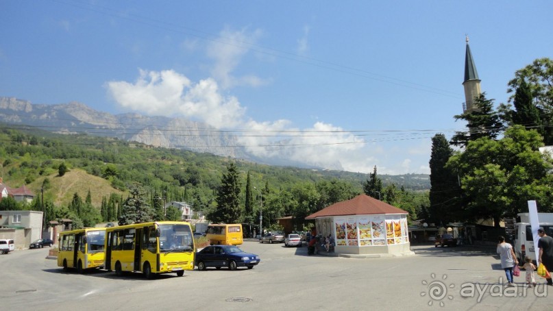 Кольцо, автобусная остановка, минарет, Ай-Петри