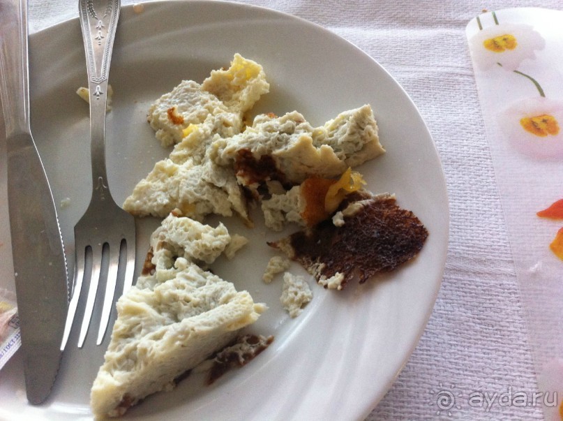 Омлет на завтрак в разобранном состоянии оказался синего цвета