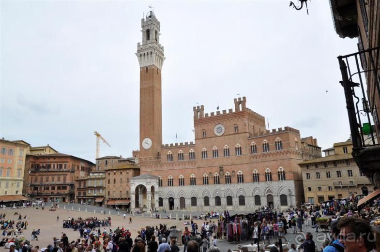 Сиена. Площадь Кампо. Башня Torre del Mangia 