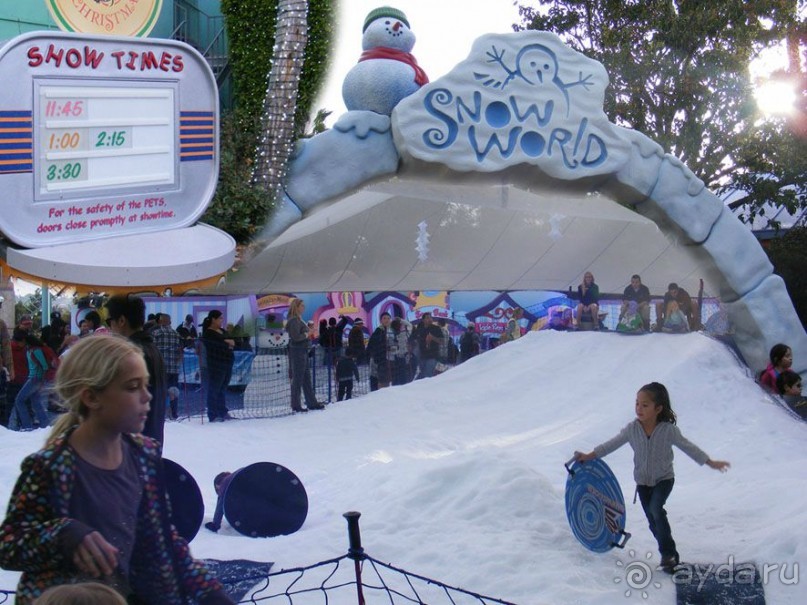 Сан-Диего "Sea World" - снежная экспозиция- снег по расписанию
