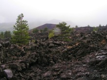 Вулкан Этна. Лава и туман. Зловещие виды.