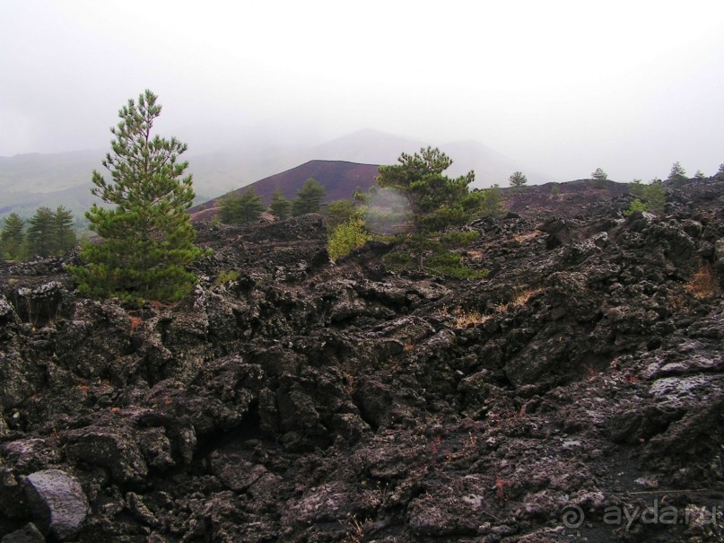 Вулкан Этна. Лава и туман. Зловещие виды.