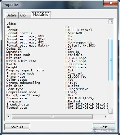 СВОЙСТВА ВИДЕОФАЙЛА