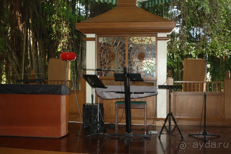 В холле возле ресторана по вечерам живая музыка