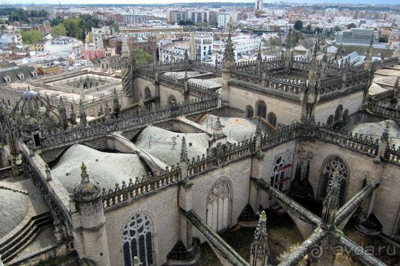 Вид на крышу Кафедрального собора с башни Хиральда